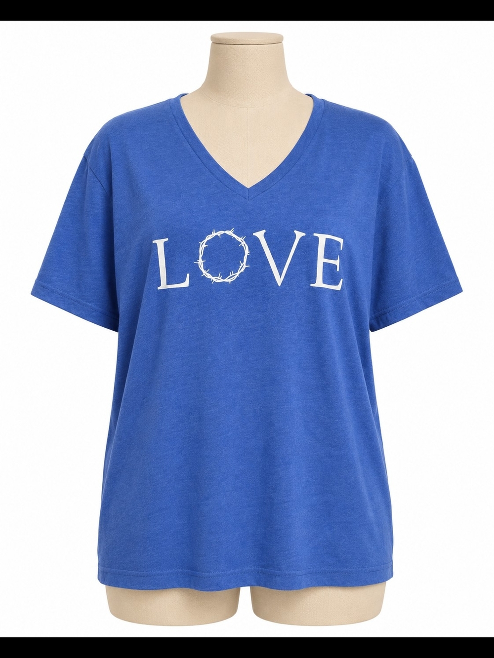 Bella + Canvas Blue Christian LOVE Crown of Thorns V-Neck Tee 3XL Bonus DVD